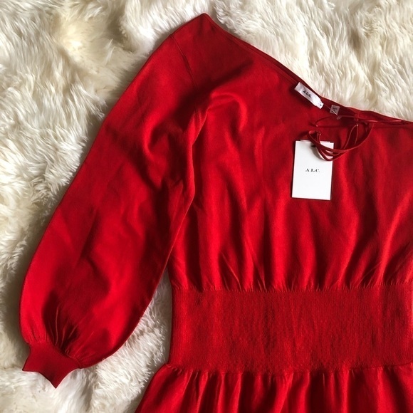 A.L.C. Shara One Shoulder Midi Dress in Poppy M - Picture 4 of 8